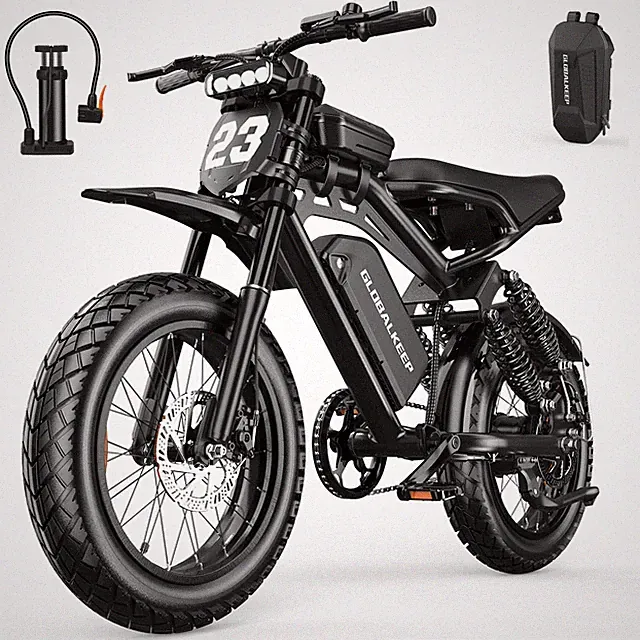 1500W Peak Electric Bike 20'' Fat Tire e bike 48V 17.5Ah Bicycle for Adults