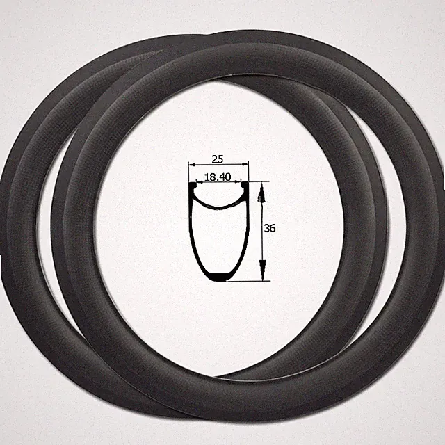 18in355 Carbon Rims U Brake Clincher 36mm Depth 25mm Width Fold Bicycle Unicycle