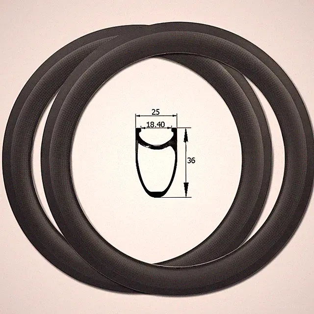 2 PC 18 Inch 355 Carbon U Brake Clincher Rims 36x25mm for Foldable Road Bicycle