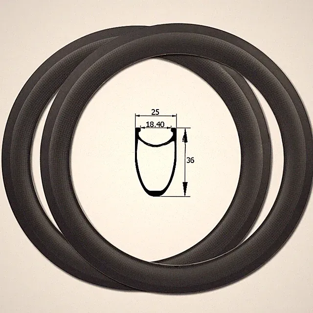 2 Pc 18Inch 355 Carbon Clincher Rims 36mmx25mm for Foldable Bicycle/Unicycle