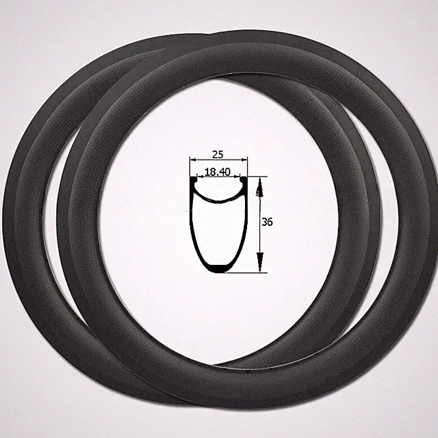 2 Pc 18Inch 355 Carbon Foldable Road Bicycle Rims Clincher 36mm Depth 25mm Width