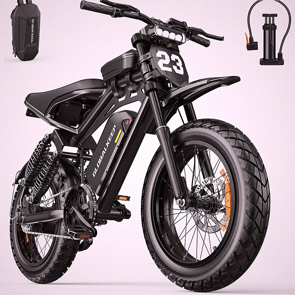 20'' Electric Bicycle 1500W Peak ebike 48V 17.5Ah Fat Tire Electric Bike Adults