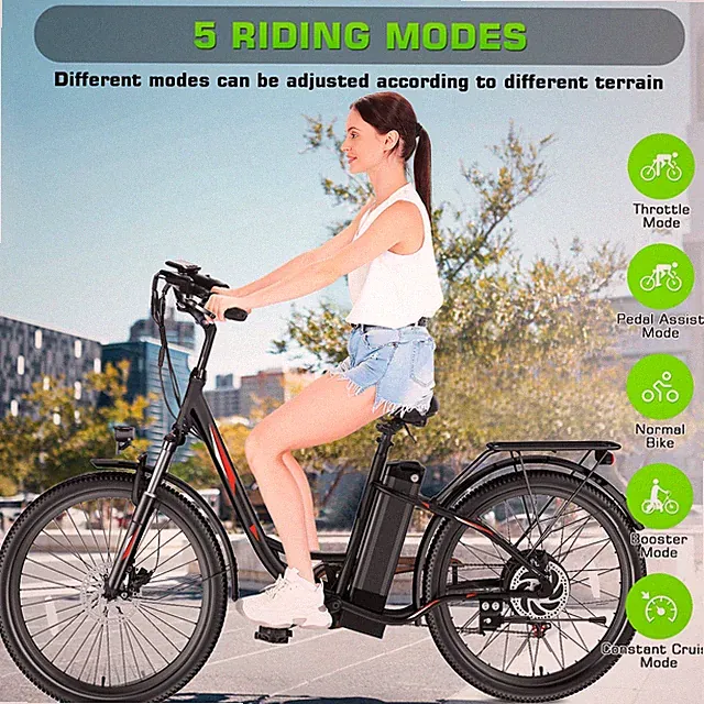 26'' Electric Bike 500W Commuting Ebike w/48V Battery Beach Cruiser Bicycle U.S⭐