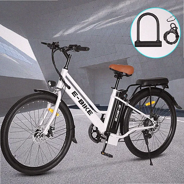 26" Electric Bike 500w Motor City Bicycle -Commuter Ebike w/ U-Lock For women