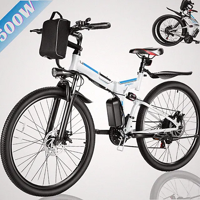 26" Electric Folding Bike 500W 48V Commuting Bicycle 21-Speed Mountain EBike U.S