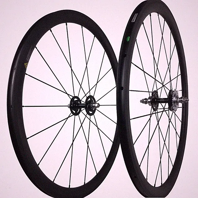 700C Carbon Fiber Track Bike Wheelset 23mm Width 38mm Depth U Shape Tubular