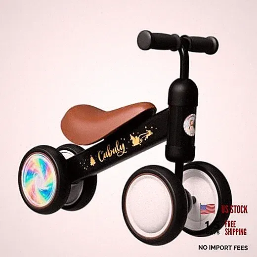 Baby Balance Bike for 1-3 Year – First Birthday Boy Girl Black Lighting Wheels