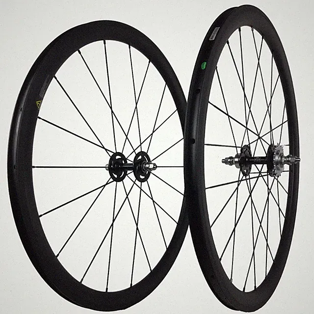 Carbon Biking Fixed Gear Wheelset Width 23mm Depth 38mm Tubular U Shape