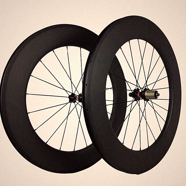 Carbon Road/Triathlon Wheelset 80mm Deep 25mm Width U Shape Clincher Tubeless