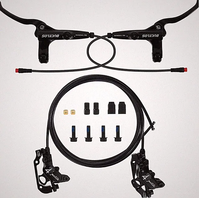 Ebike Hydraulic Disc Brake Set - 4 Piston, Pre-Bled, Aluminum Alloy Caliper
