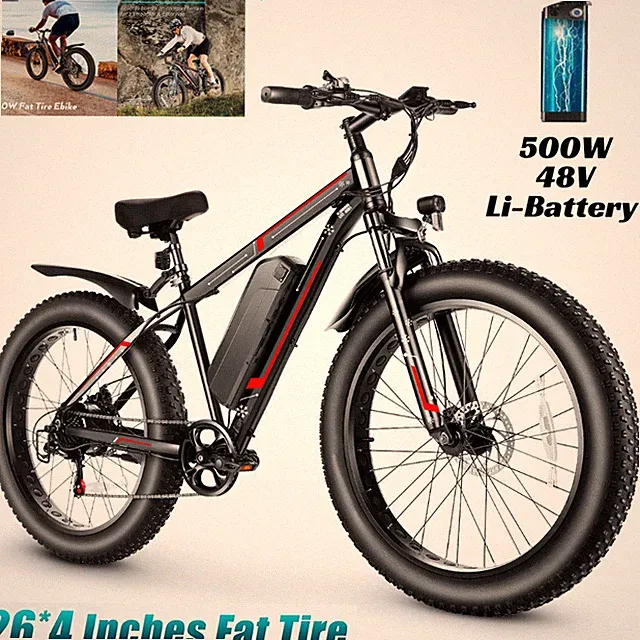 Electric Bike Fat Tire 500W 48V/13Ah All-Terrain e Bike 26" Mountain Bicycle U.S