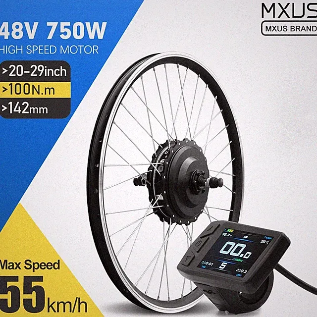 Mountain Electric Bicycle Conversion Kit 48V 750W Brushless Rear Hub Motor Wheel