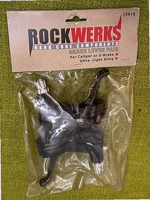 NOS Hinged Black Alloy Lever ROCKWERKS 2 Finger BMX Gravel MTB U-Brake & Caliper